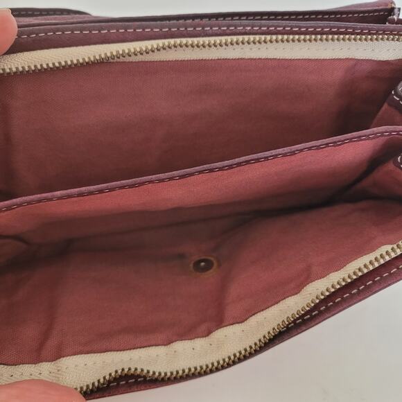 Dakota Leather Envelope Wallet Burgundy Red Boho Continental Rustic Large Soft - Picture 6 of 11